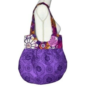 Gypsy Boho Shoulder Bag Hand Made Artisan Purse Tote 60s 70s Hippie Vibe Purple